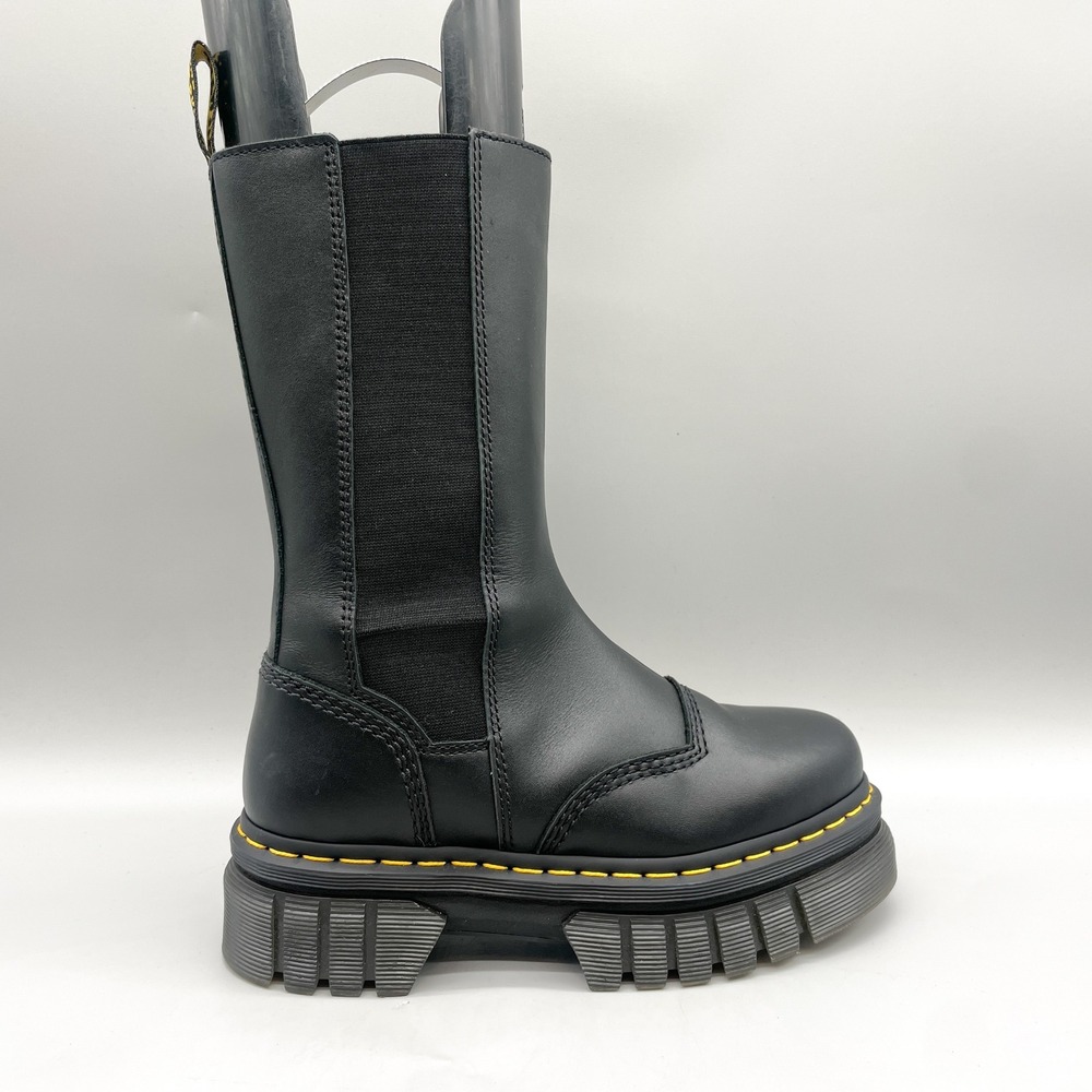 Dr Martens Womens 8 Audrick Chelsea Tall Platform Boots Black Leather Grunge